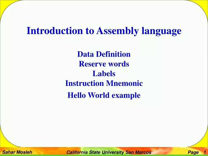 introduction to assembly language data definition