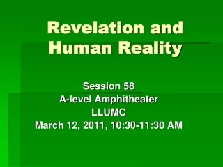 Revelation and Human Reality