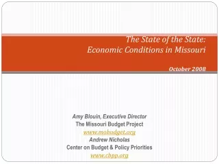 The State of the State: Economic Conditions in Missouri  October 2008