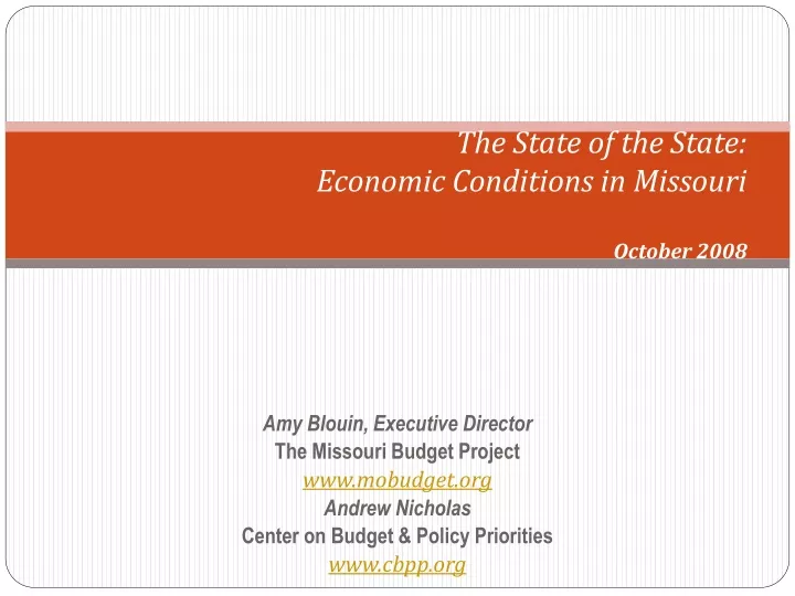 the state of the state economic conditions in missouri october 2008