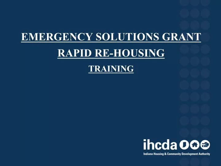 emergency solutions grant rapid re housing training