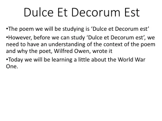 Dulce Et Decorum Est