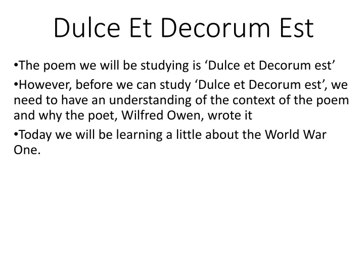 dulce et decorum est