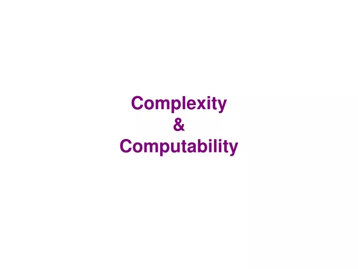 complexity computability