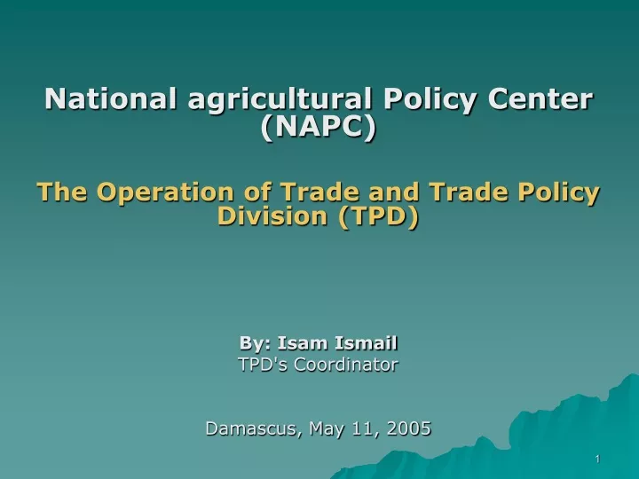 national agricultural policy center napc