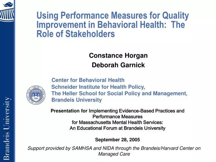 using performance measures for quality improvement in behavioral health the role of stakeholders