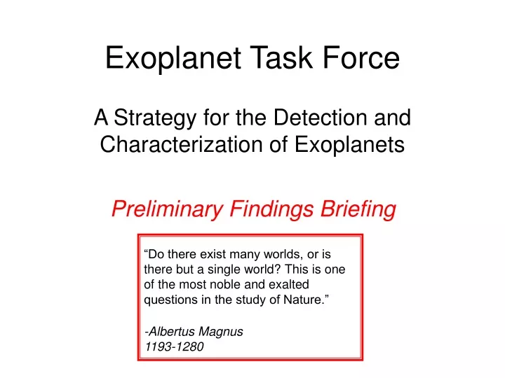 exoplanet task force