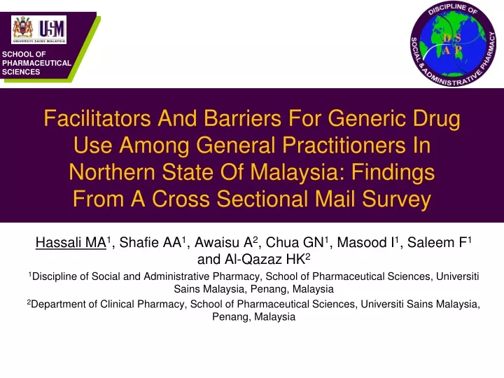facilitators and barriers for generic drug