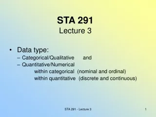 STA 291 Lecture 3