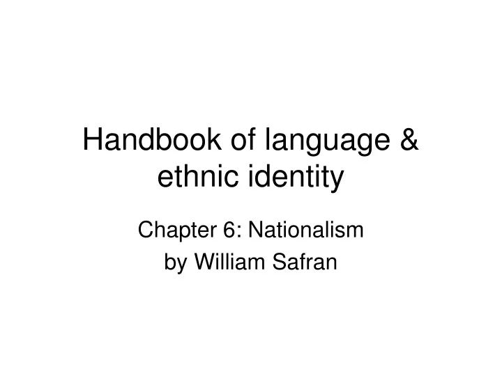 handbook of language ethnic identity