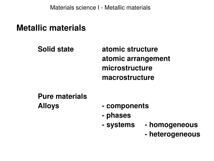materials science i metallic materials