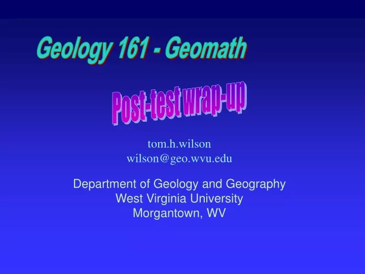 geology 161 geomath