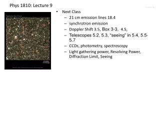 Phys 1810: Lecture 9