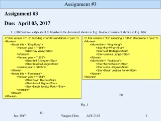 Assignment #3 Due:  April 03, 2017