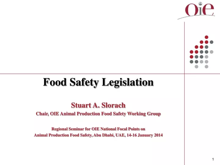 food safety legislation stuart a slorach chair