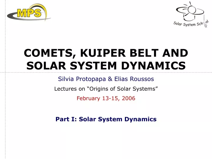 comets kuiper belt and solar system dynamics