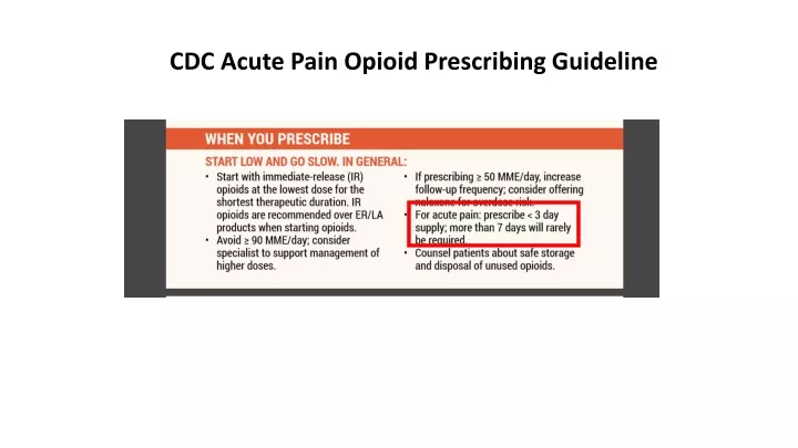cdc acute pain opioid prescribing guideline