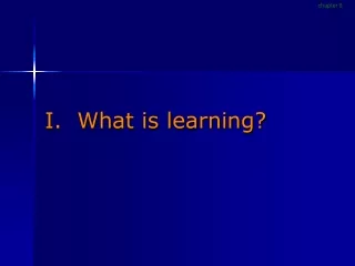 I.  What is learning?