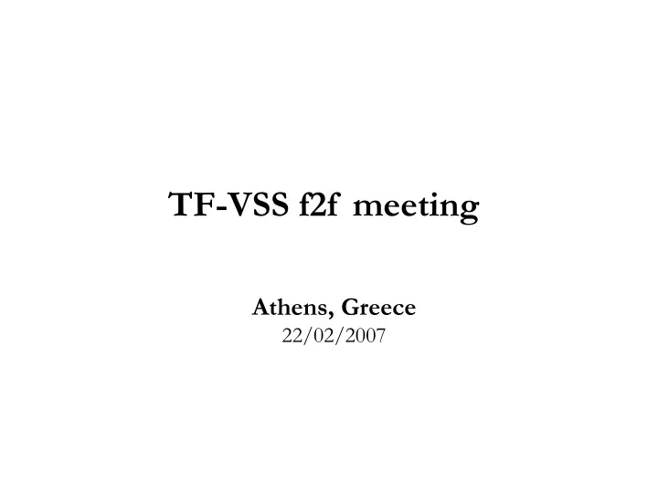 tf vss f2f meeting