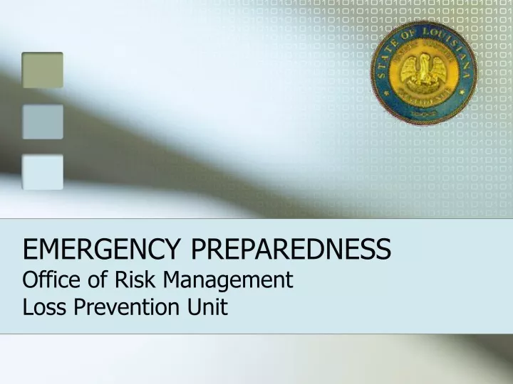 emergency preparedness office of risk management loss prevention unit