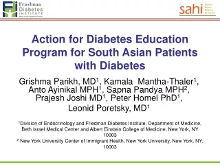 Action for Diabetes Education Program for South Asian Patients with Diabetes