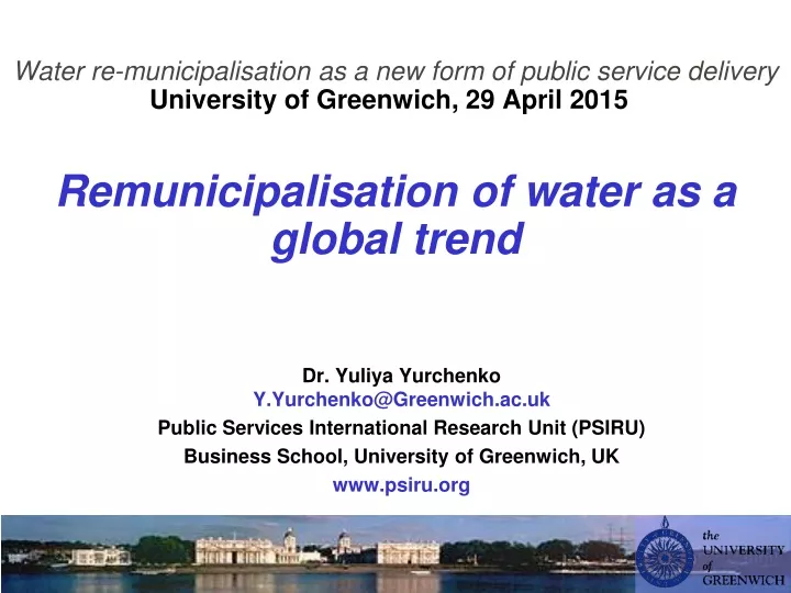 water re municipalisation as a new form of public