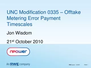 UNC Modification 0335 – Offtake Metering Error Payment Timescales