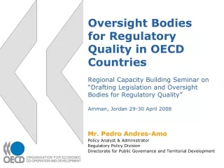 Mr. Pedro Andres-Amo Policy Analyst &amp; Administrator Regulatory Policy Division