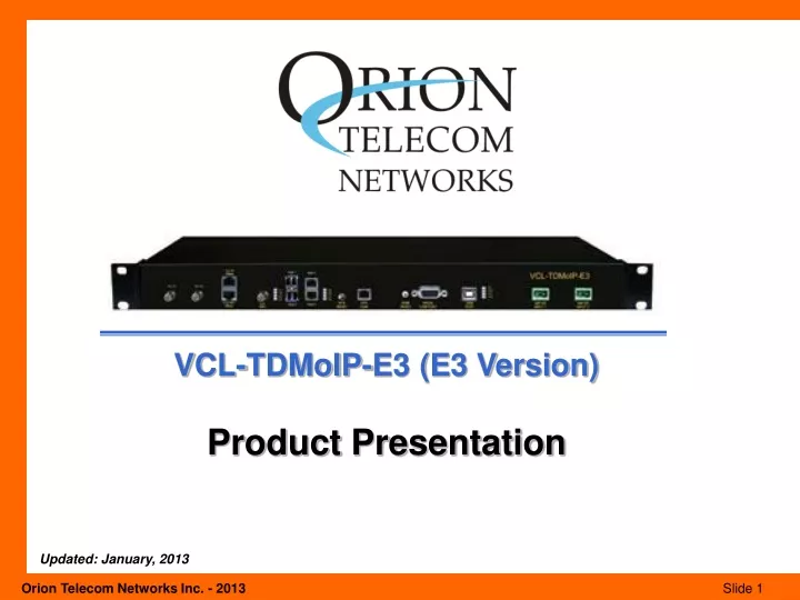 vcl tdmoip e3 e3 version product presentation