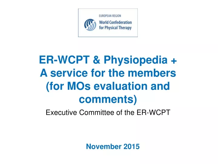 er wcpt physiopedia a service for the members