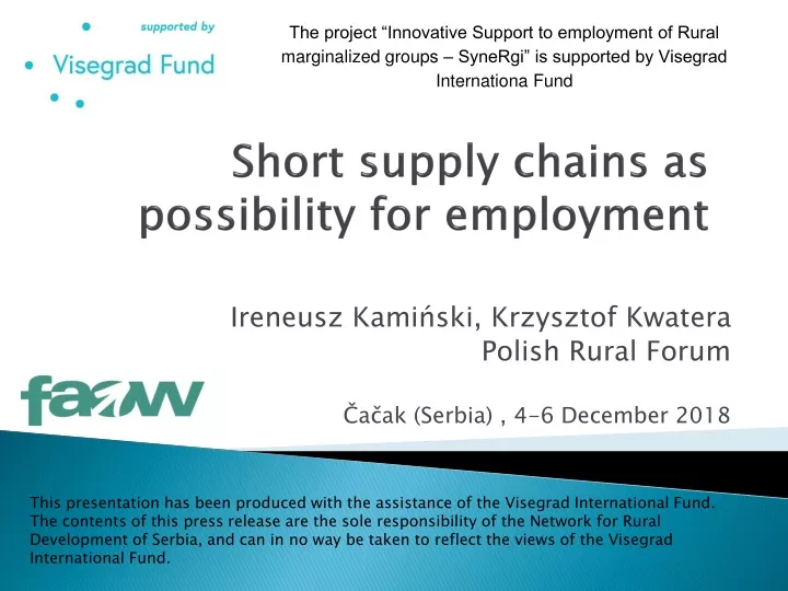 short supply chains as possibility for employment