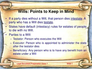 Wills: Points to Keep in Mind