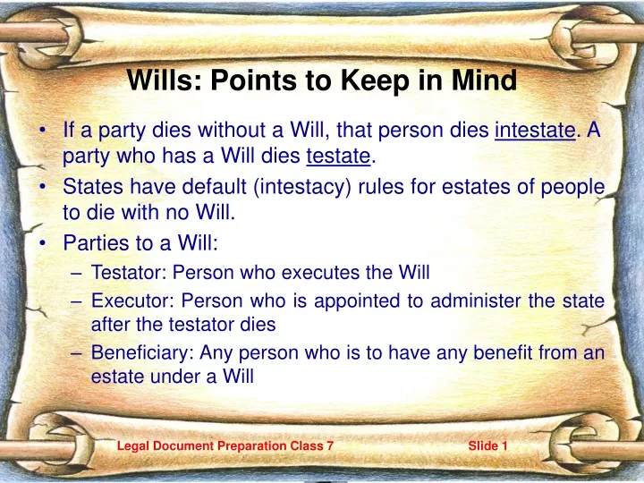 wills points to keep in mind