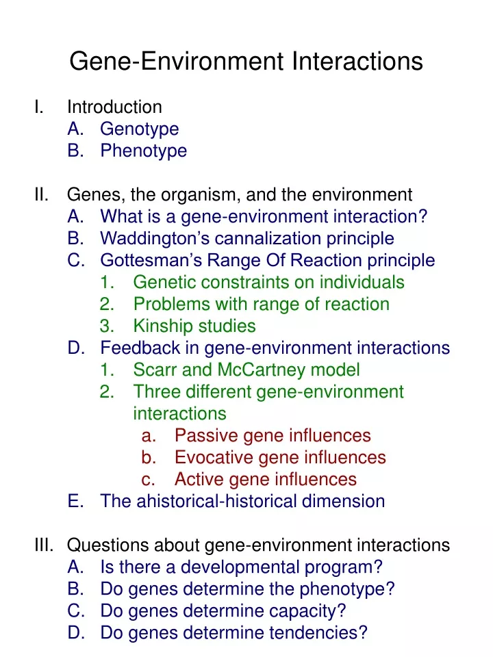 gene environment interactions