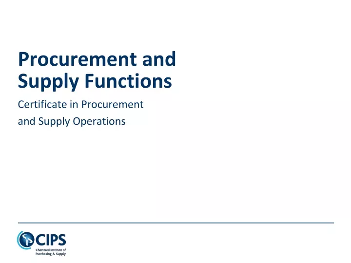 procurement and supply functions