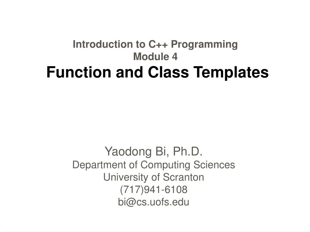 PPT - Introduction to C++ Programming Module 4 Function and Class ...