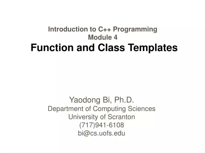 introduction to c programming module 4 function and class templates