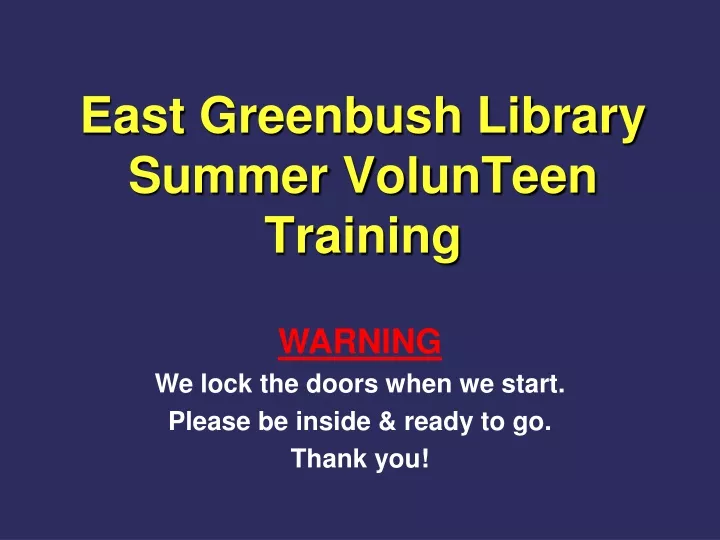 east greenbush library summer volunteen training