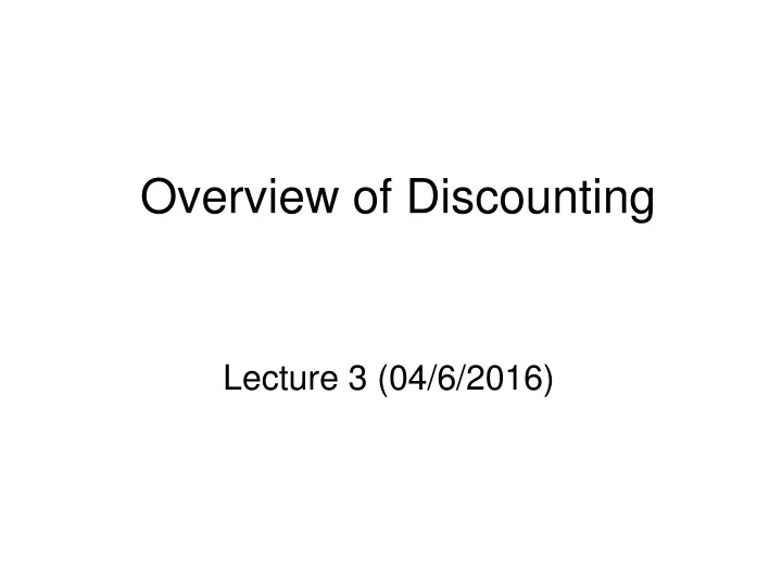 overview of discounting
