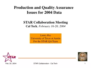 Production and Quality Assurance  Issues for 2004 Data