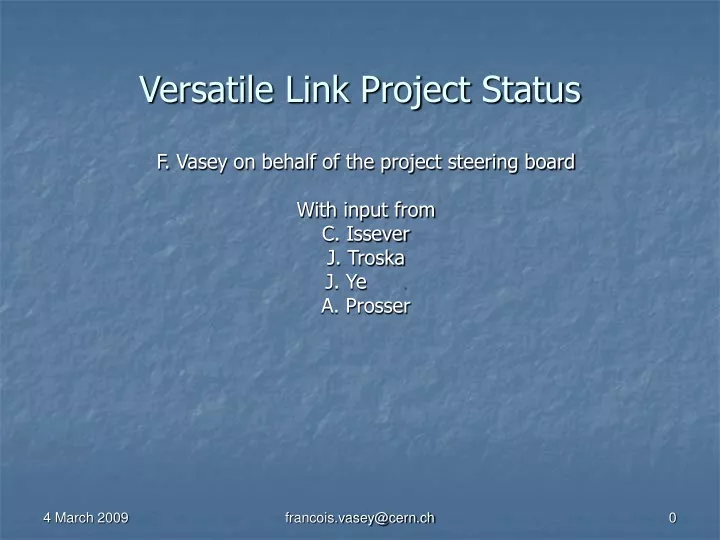 versatile link project status