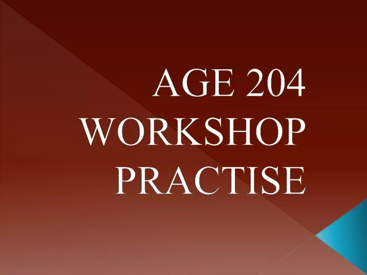 age 204 workshop practise