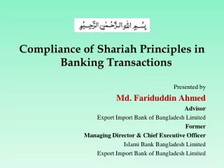 Compliance of Shariah Principles in Banking Transactions