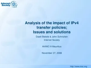 Analysis of the impact of IPv4 transfer policies; Issues and solutions