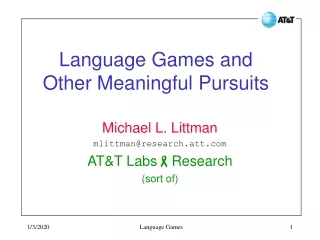 Language Games and Other Meaningful Pursuits