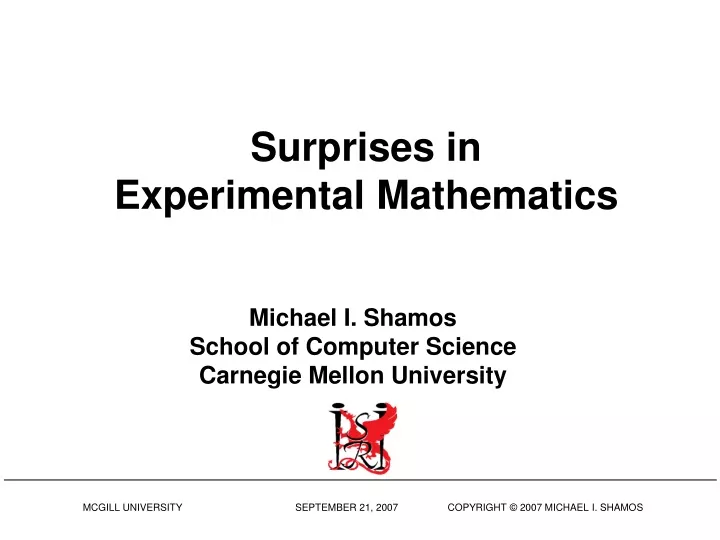 surprises in experimental mathematics