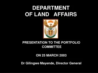 DEPARTMENT OF LAND   AFFAIRS