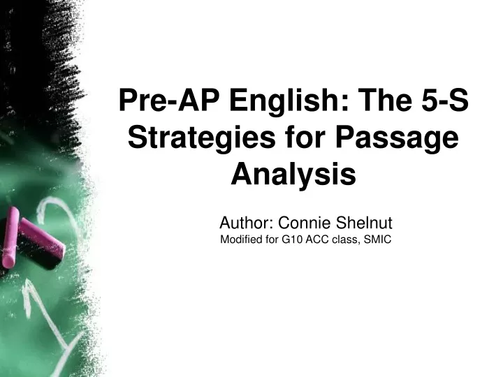 pre ap english the 5 s strategies for passage analysis