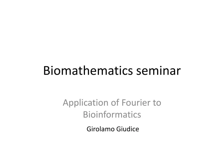 biomathematics seminar