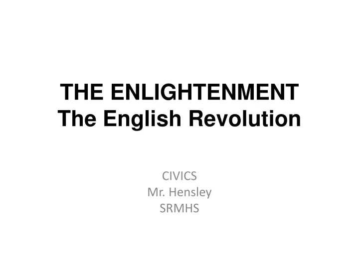 the enlightenment the english revolution